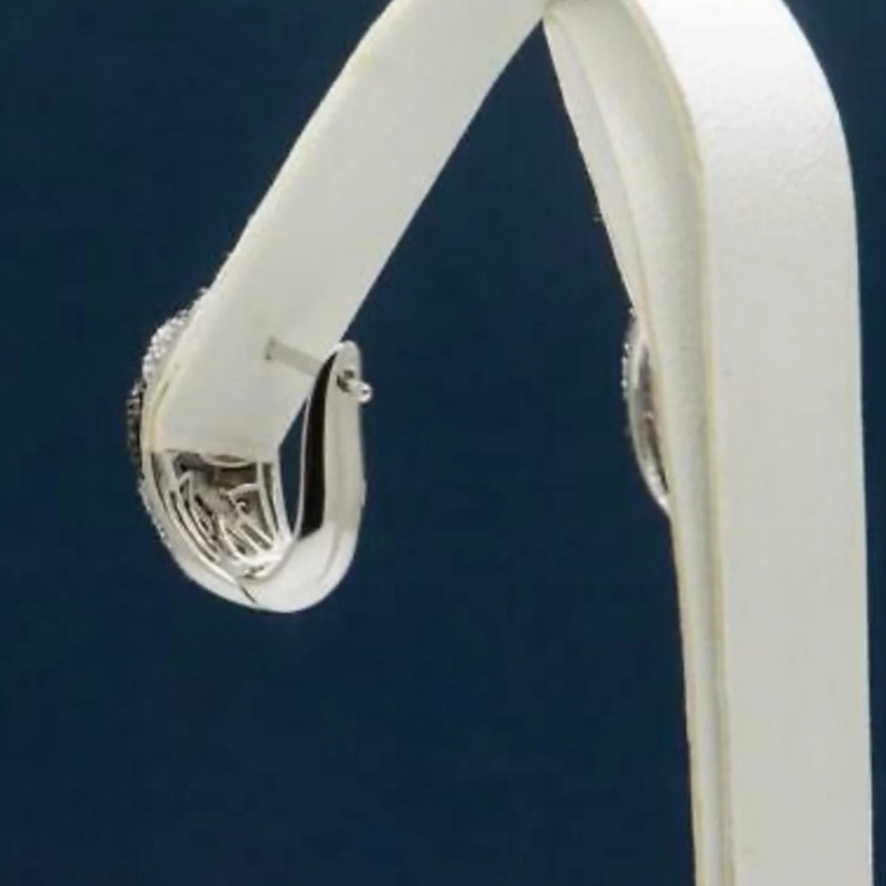 NWOT 1.00 CTW GENUINE DIAMOND SEMI HOOP EARRINGS - Picture 9 of 15